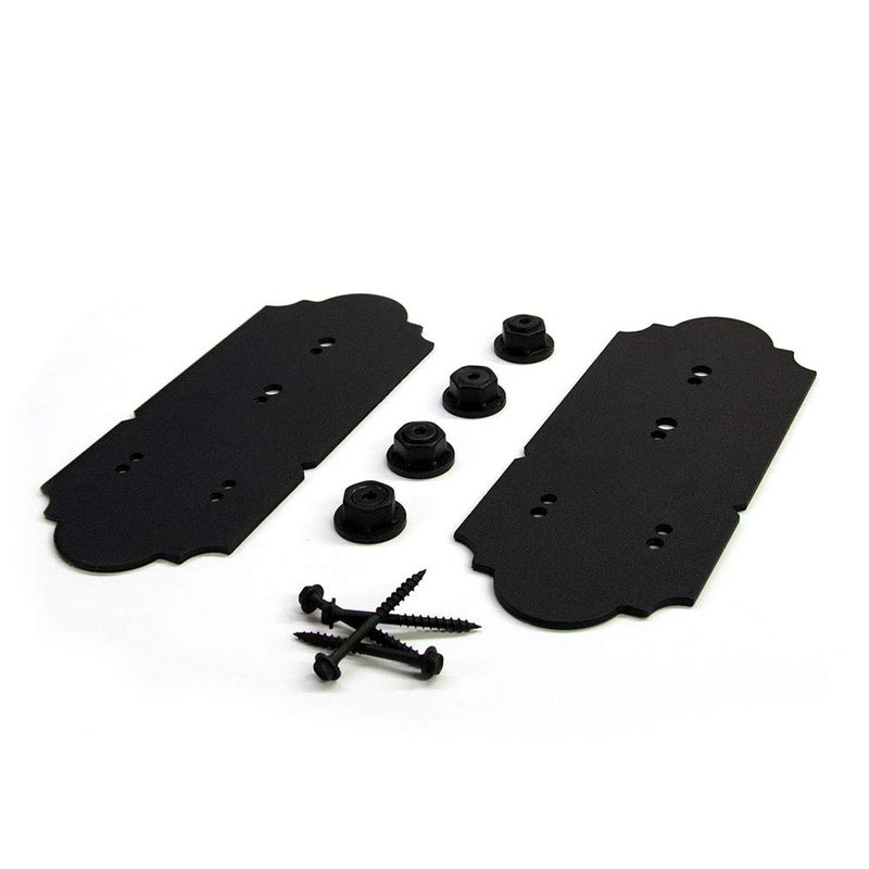 OZCO Laredo Sunset 8" Post to Beam Flush Connector Heavy Duty Black Powder-Coated Steel Bracket for Wood Posts, Outdoor Beam Braces, Corner Brackets, Flush Brackets for Wood and Aluminum, 2-Pack - Image 1